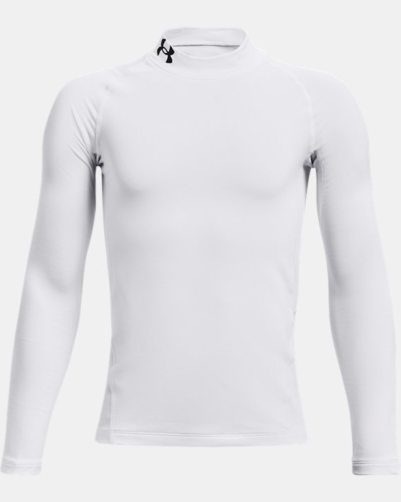 Camiseta de manga larga con cuello cerrado ColdGear® para niño, White, pdpMainDesktop image number 0